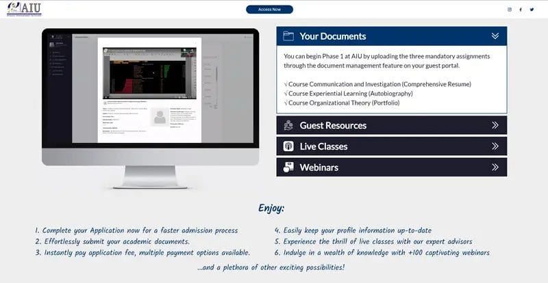 A sua demonstração do campus da AIU - Atlantic International University