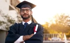 Portrait of a university student on graduation day